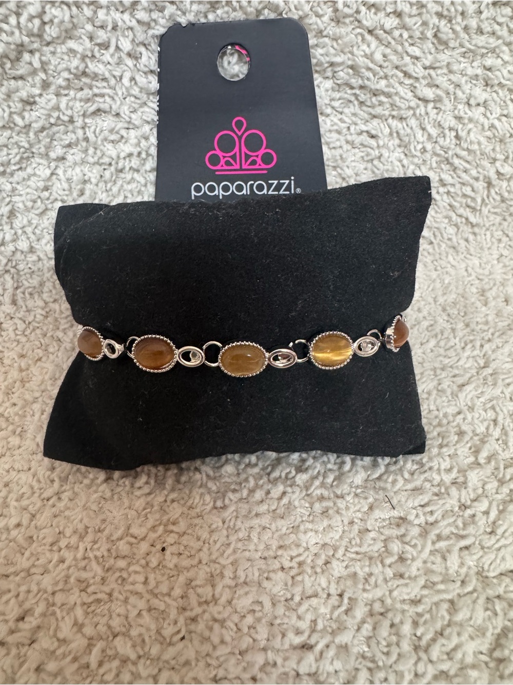 Paparazzi Golden Brown Tiger-Eye Link Bracelet